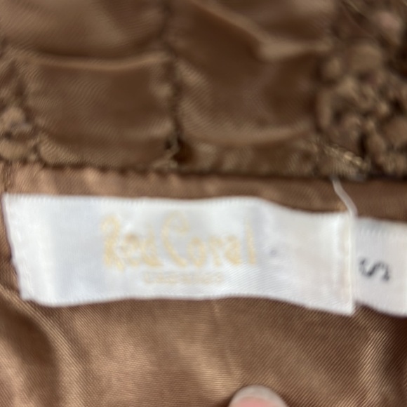 RED Coral Crushed Velvet and Lace Button Up Blazer - Picture 5 of 12